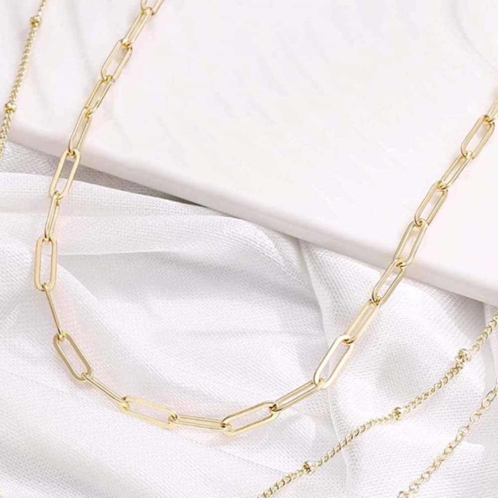 🆕 14k Gold Petite Paperclip Chain Link Gold Dainty Layering Necklace